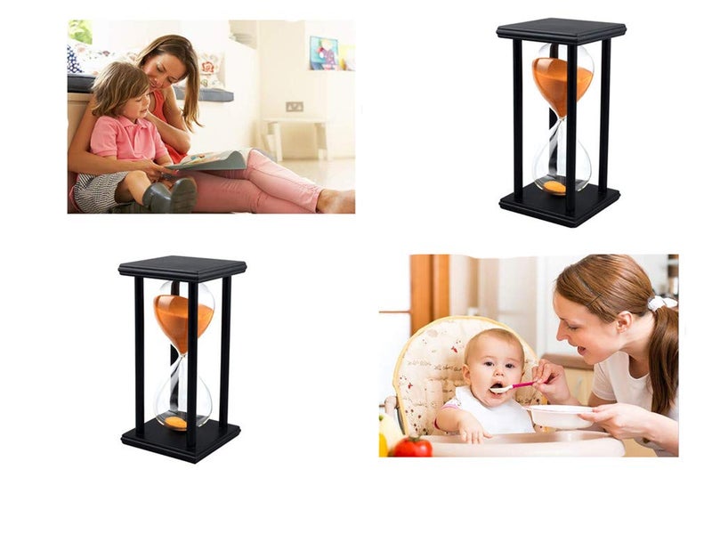 Lodunsyr Sandglass 30 Minutes Timer Hourglass for Ornament Decoration Restaurant Living Room Home Closet Office Desk Bedroom Party Festival Christmas Wooden Frame Sand Timer Clock Orange - Image 3